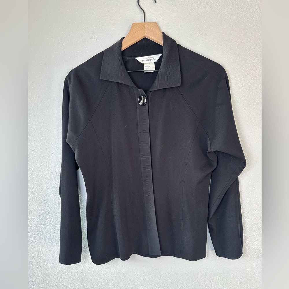 Exclusively Misook Open Cardigan One Button Black Size S